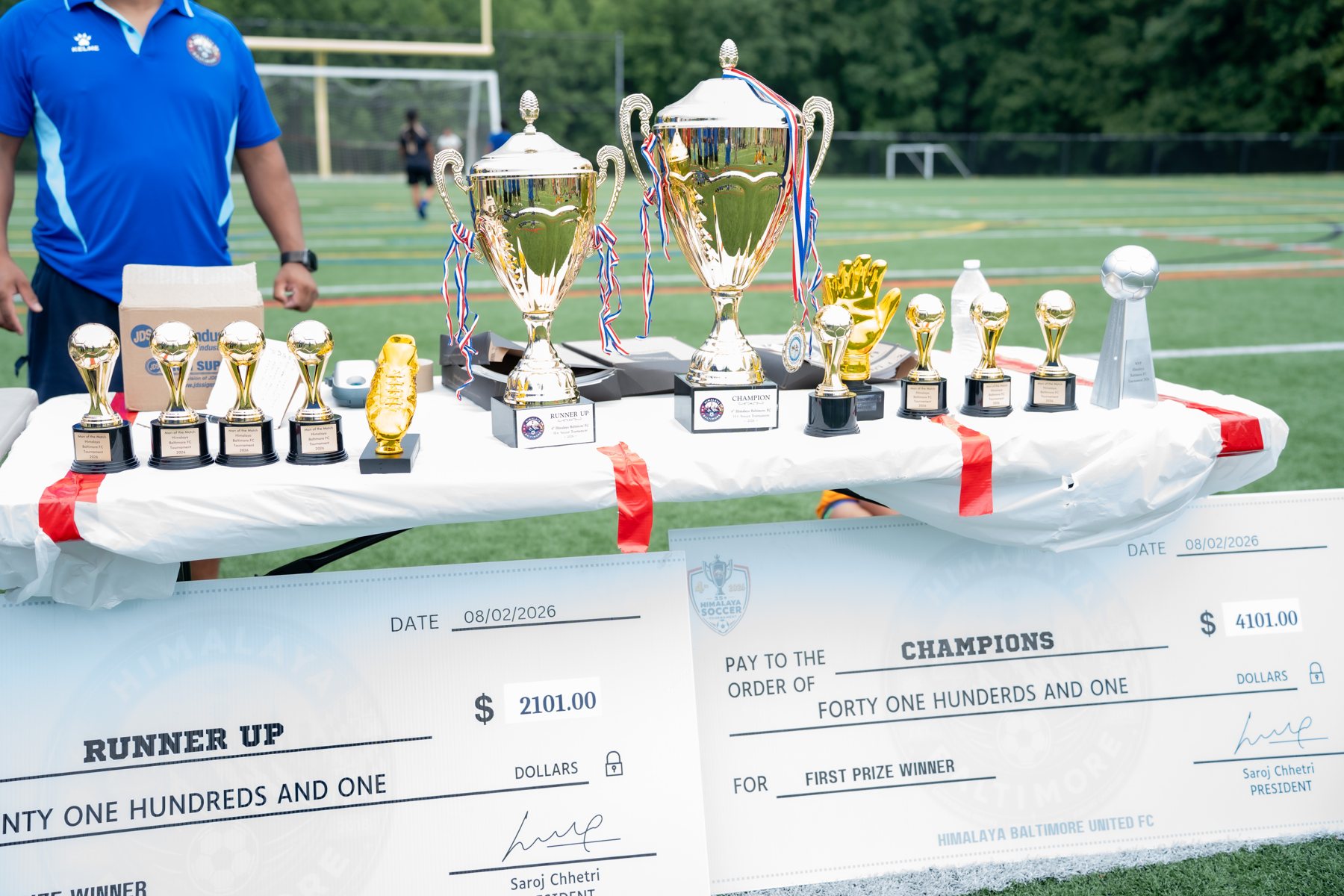 Tournament trophies and championship prize presentations